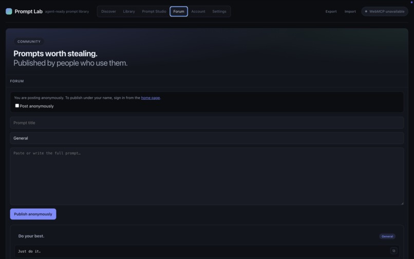 Prompt Lab – screenshot 1
