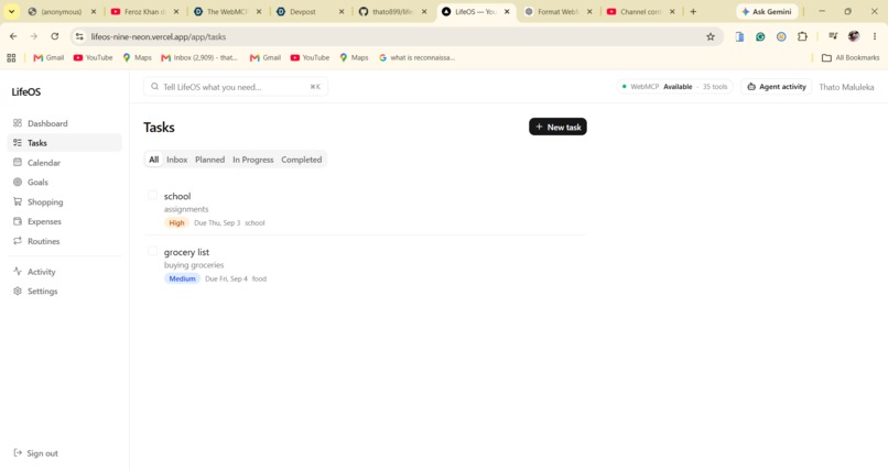 LifeOS – screenshot 2