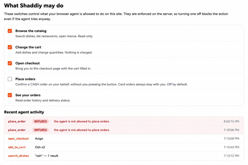 OnDex — ordering food with an agent you can tell no – screenshot 1