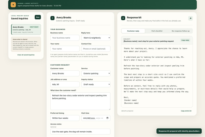 QuoteFlow WebMCP – screenshot 2