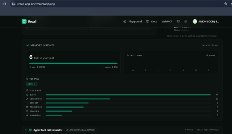 Recall — User-Controlled AI Memory – screenshot 3