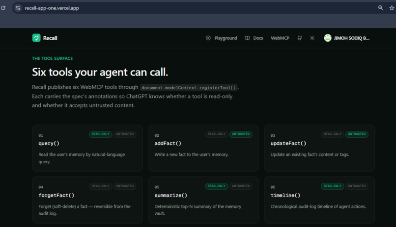 Recall — User-Controlled AI Memory – screenshot 2
