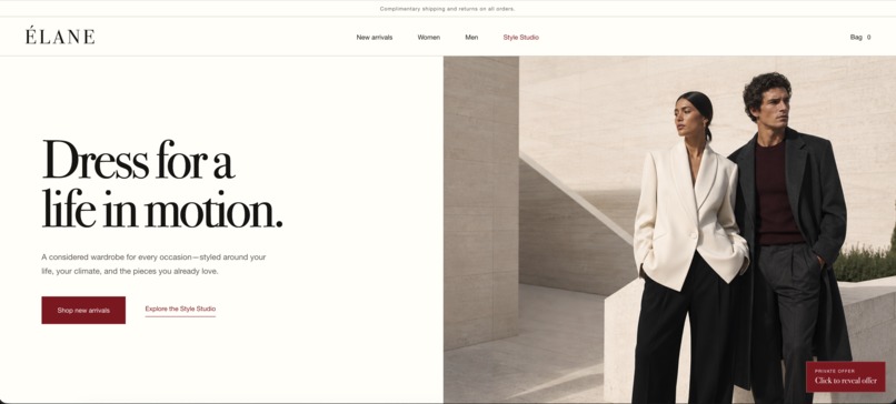 ELANE - Agent-Ready Fashion Shopping with WebMCP – screenshot 1
