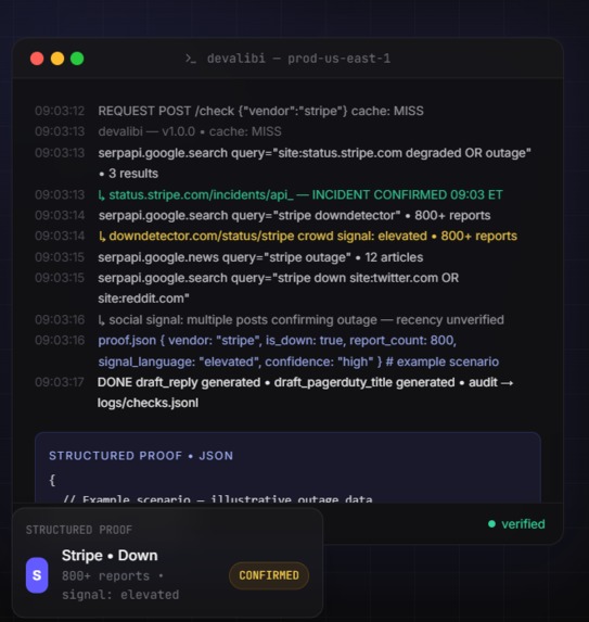 DevAlibi – screenshot 2