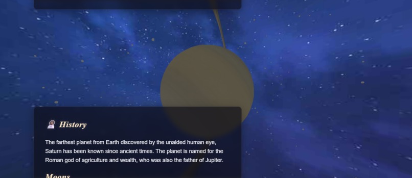A 3D Saturn webpage – screenshot 5