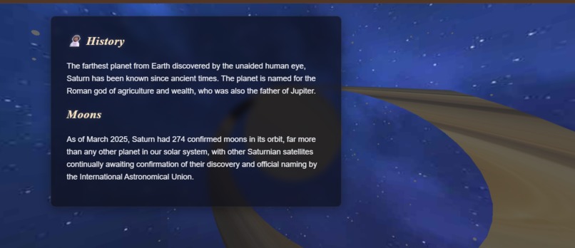 A 3D Saturn webpage – screenshot 6
