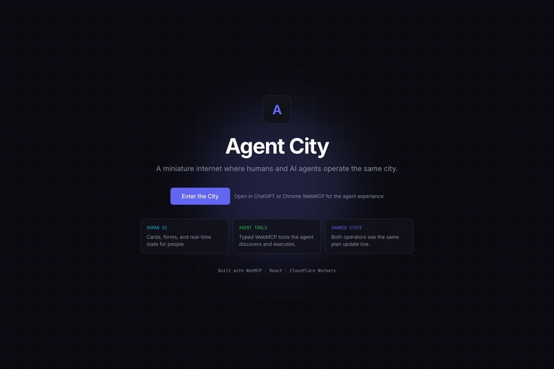 Agent City — The Web Built for Humans and Agents – screenshot 1