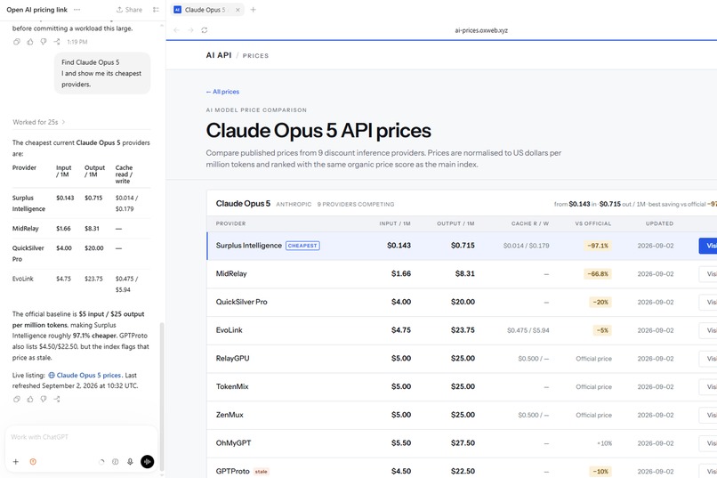 AI API Prices – screenshot 2