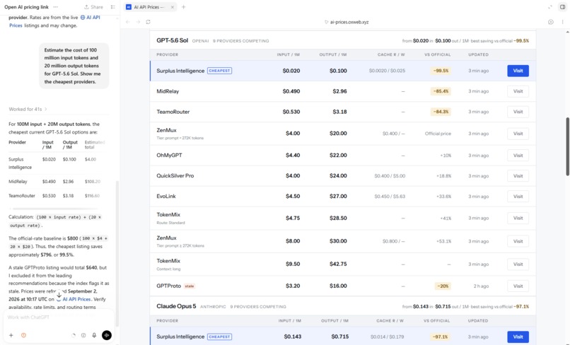 AI API Prices – screenshot 4