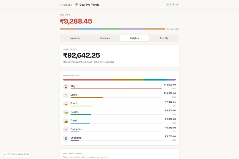 Tabby: Collaborative Expense Splitting powered by WebMCP – screenshot 2
