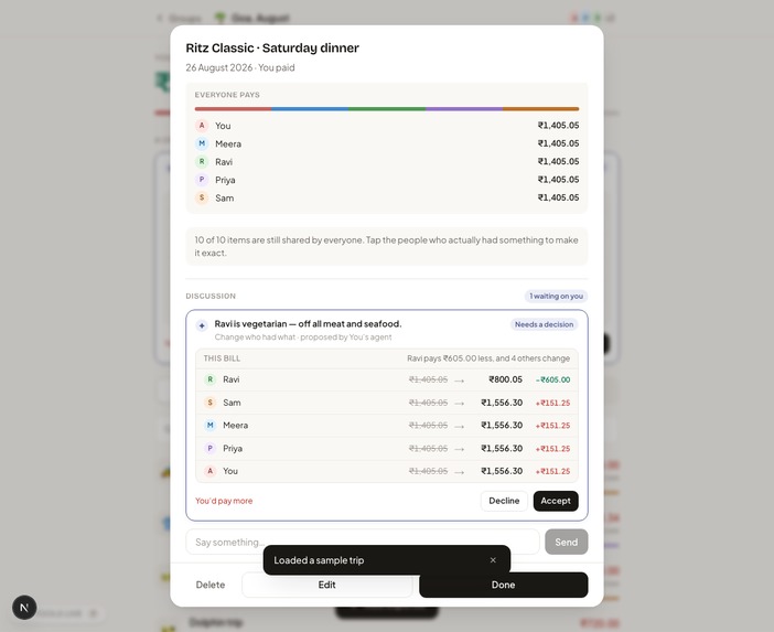 Tabby: Collaborative Expense Splitting powered by WebMCP – screenshot 5