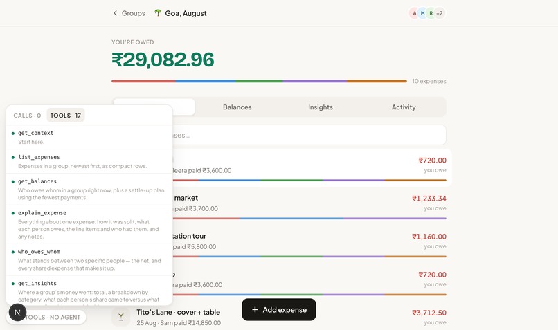 Tabby: Collaborative Expense Splitting powered by WebMCP – screenshot 6