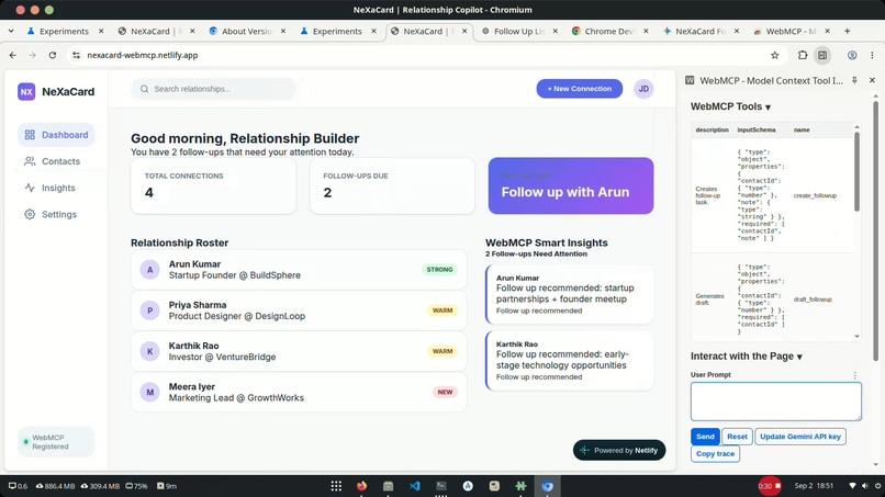 NeXaCard WebMCP — Relationship Copilot – screenshot 4