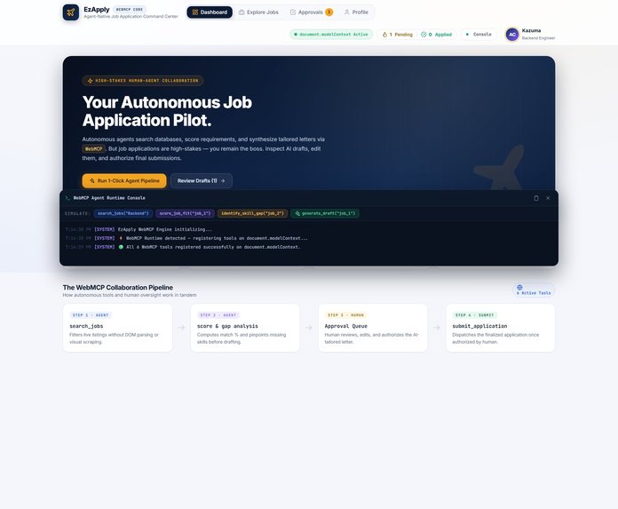 EzApply — WebMCP Job Command Center – screenshot 1