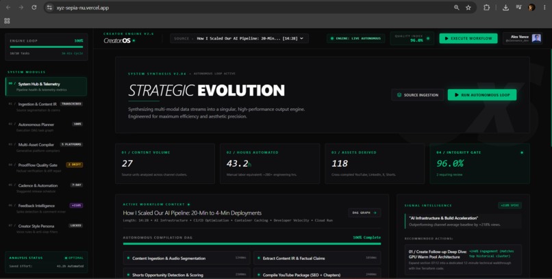 CreatorOS: Autonomous Content Engine & ProofFlow Gate – screenshot 1