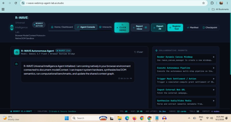 R-WAVE WebMCP Agent Lab – screenshot 1