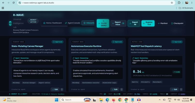 R-WAVE WebMCP Agent Lab – screenshot 4