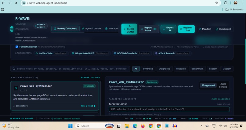 R-WAVE WebMCP Agent Lab – screenshot 6