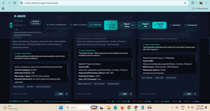 R-WAVE WebMCP Agent Lab – screenshot 8