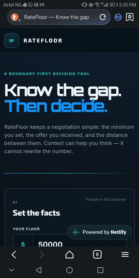 RateFloor: Know the Gap. A Boundary First Decision Tool – screenshot 1