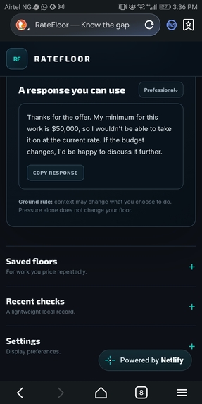 RateFloor: Know the Gap. A Boundary First Decision Tool – screenshot 2