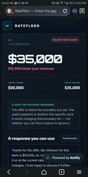 RateFloor: Know the Gap. A Boundary First Decision Tool – screenshot 4