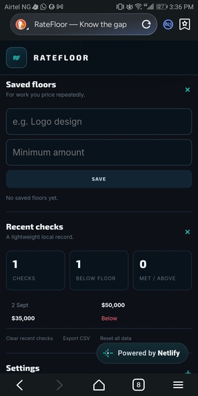 RateFloor: Know the Gap. A Boundary First Decision Tool – screenshot 5