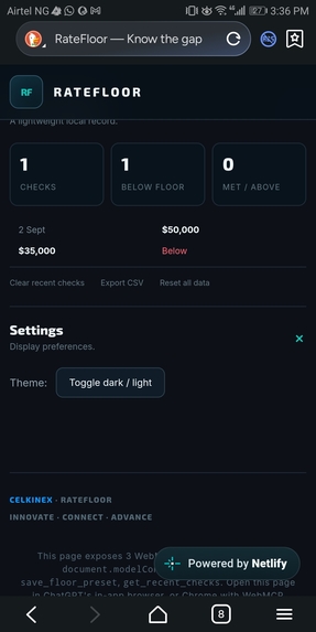 RateFloor: Know the Gap. A Boundary First Decision Tool – screenshot 6
