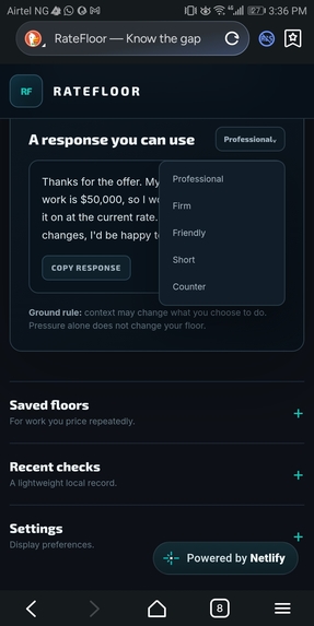 RateFloor: Know the Gap. A Boundary First Decision Tool – screenshot 8