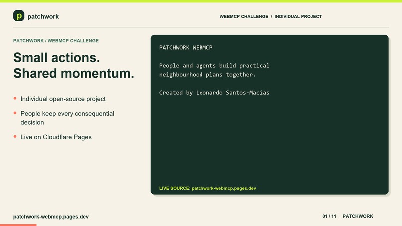 Patchwork WebMCP- let people and AI agents discover projects – screenshot 1