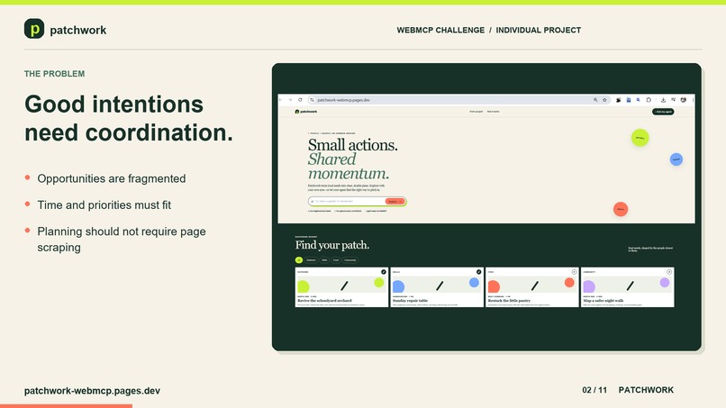 Patchwork WebMCP- let people and AI agents discover projects – screenshot 6