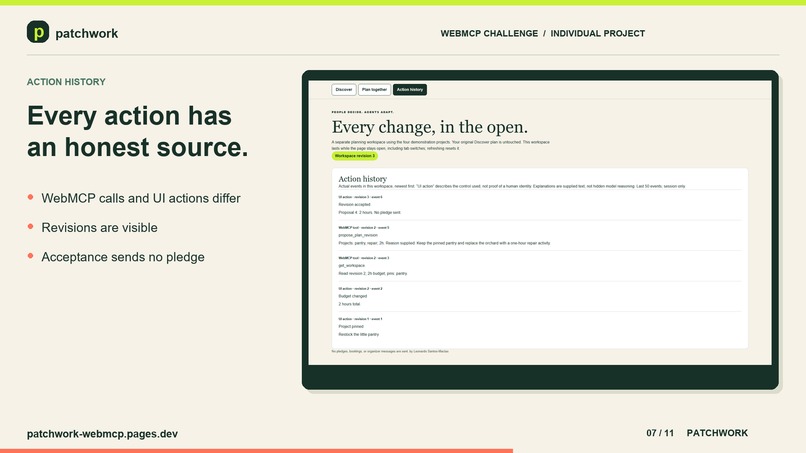 Patchwork WebMCP- let people and AI agents discover projects – screenshot 7