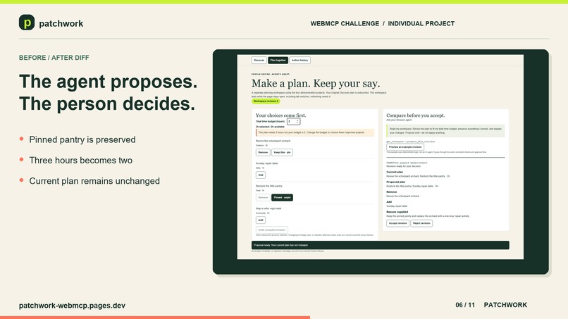 Patchwork WebMCP- let people and AI agents discover projects – screenshot 11