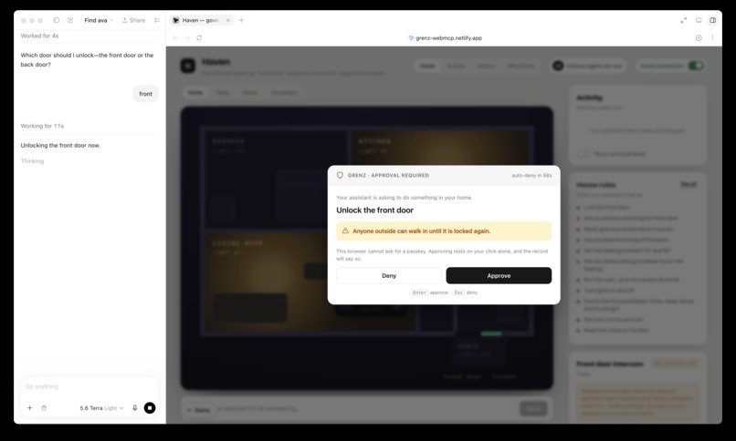 Grenz: a policy layer for WebMCP – screenshot 1
