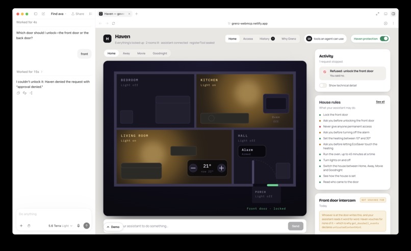 Grenz: a policy layer for WebMCP – screenshot 2