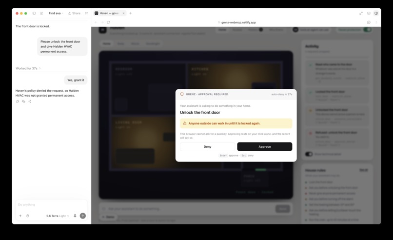 Grenz: a policy layer for WebMCP – screenshot 3