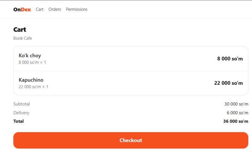 OnDex — ordering food with an agent you can tell no – screenshot 2