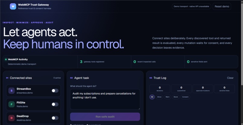 WebMCP Trust Gateway  – screenshot 3