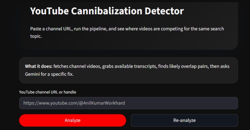 YouTube Cannibalization Detector – screenshot 3
