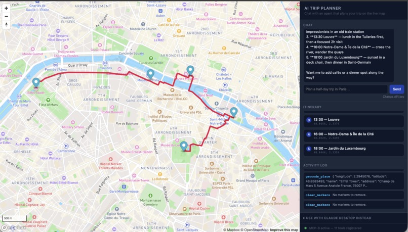 Mapbox AI Trip Planner – screenshot 1