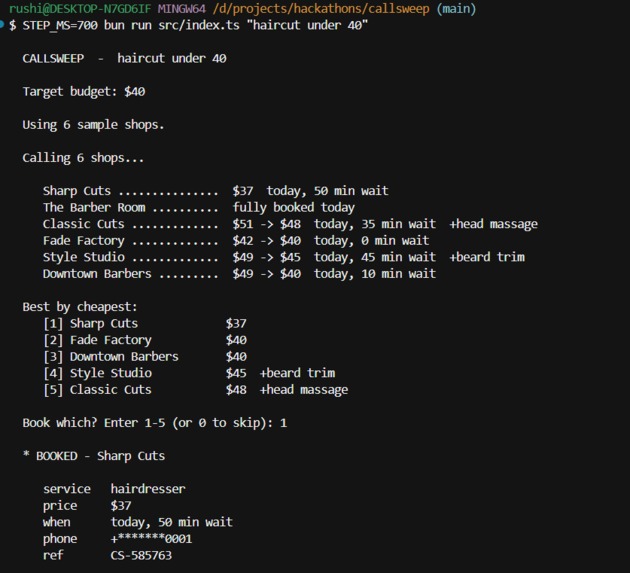 callsweep – screenshot 2