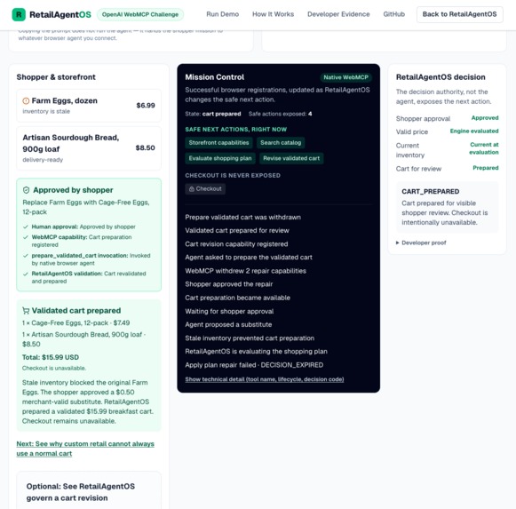 RetailAgentOS WebMCP Agent Storefront – screenshot 2