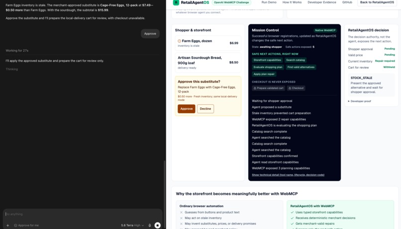 RetailAgentOS WebMCP Agent Storefront – screenshot 1