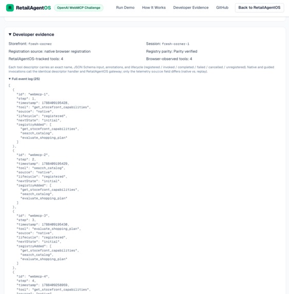 RetailAgentOS WebMCP Agent Storefront – screenshot 3