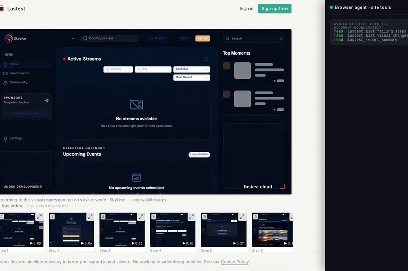 Lastest: QA reports with WebMCP site tools – screenshot 1