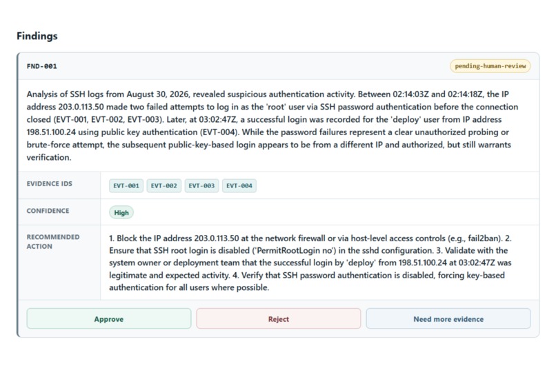 EvidenceFlow — Human-Agent Incident Investigation – screenshot 3