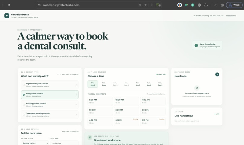 WebMCP Dental Booking – screenshot 1