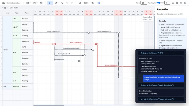 Con-Sche — a construction schedule an agent can operate – screenshot 1