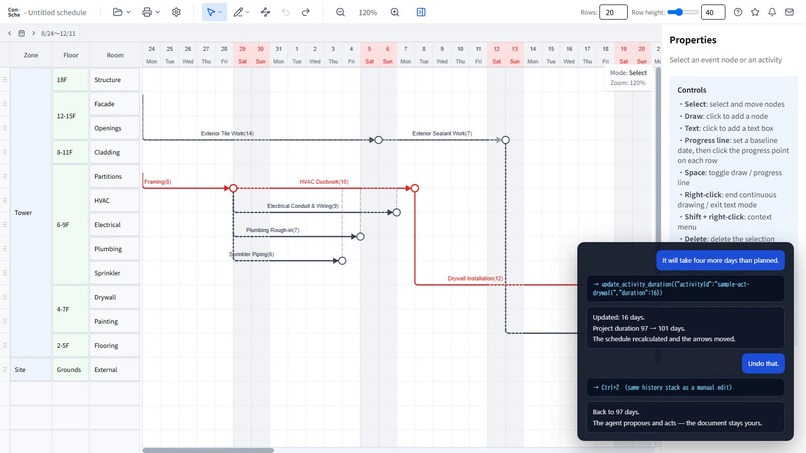 Con-Sche — a construction schedule an agent can operate – screenshot 2