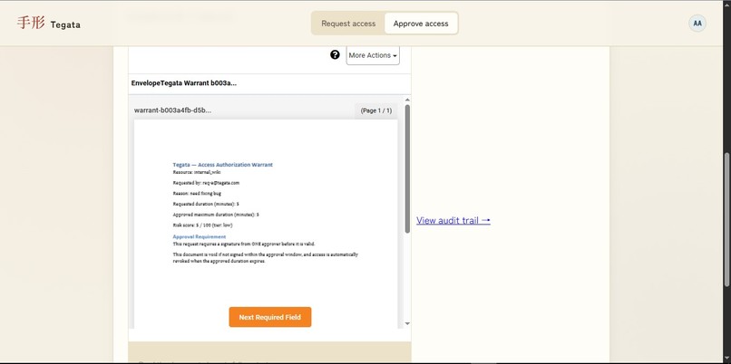 Tegata: Time-Boxed Access, Signed by a Human – screenshot 5